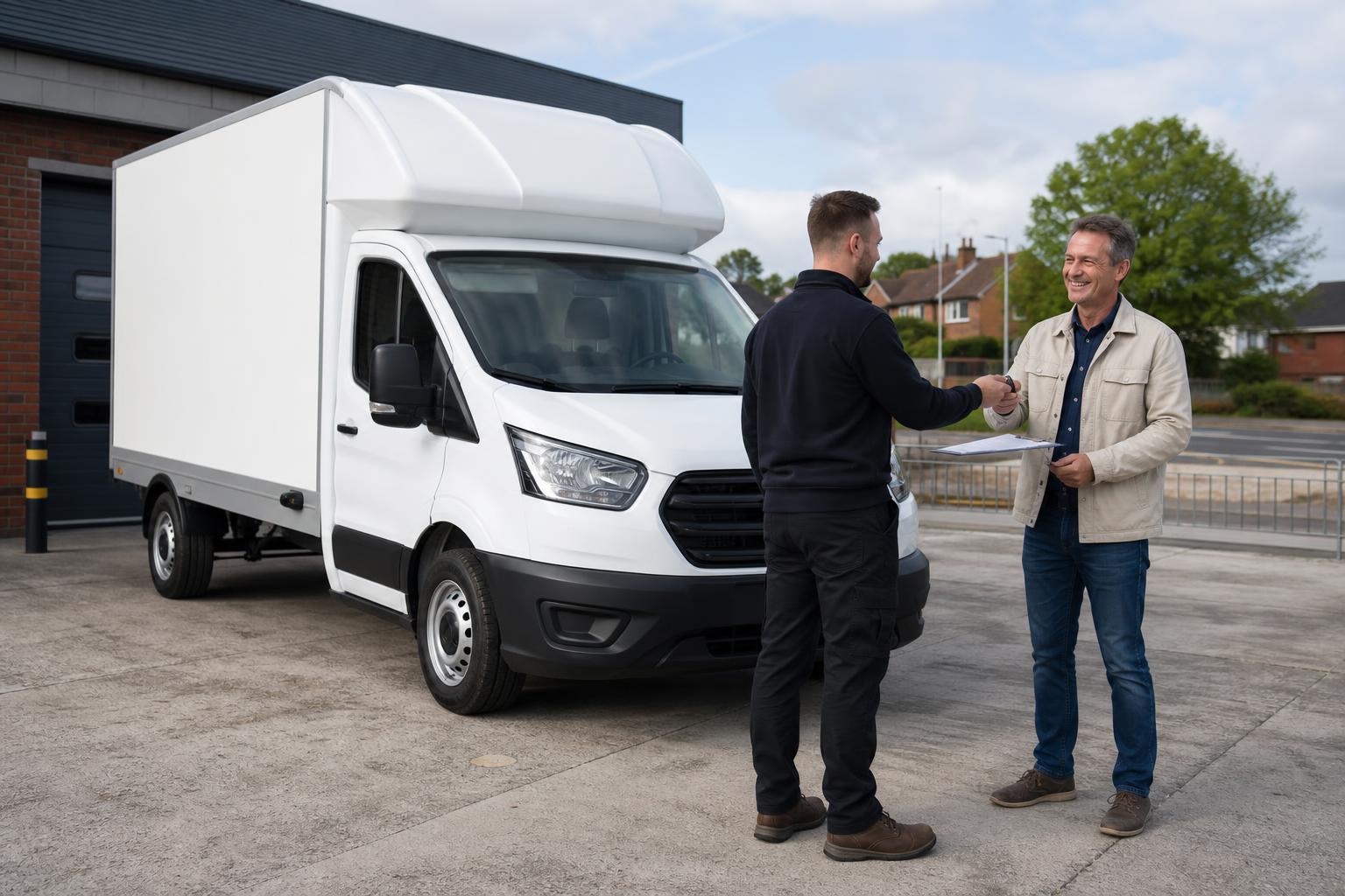 Customer collecting a Luton van during a handover in Halesowen